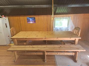 Table Sven 40 MM en  240x90 avec banc et chaise., Enlèvement, Utilisé, 50 à 100 cm, Rectangulaire
