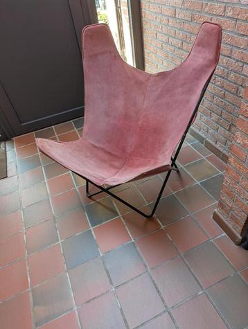 Originele vlinderstoel uit de jaren '70 rundsleder beschikbaar voor biedingen