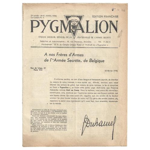 Belgisch verzet - tijdschrift 'Pygmalion', Verzamelen, Militaria | Tweede Wereldoorlog, Overige soorten, Boek of Tijdschrift, Ophalen of Verzenden