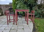 hoge tafel en stoelen,tafel 81cm op81cm.tafelblad 94 cm hoog, Ophalen, Gebruikt