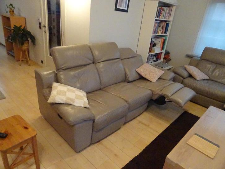 lederen salon, Huis en Inrichting, Zetels | Complete zithoeken, Gebruikt, Ophalen