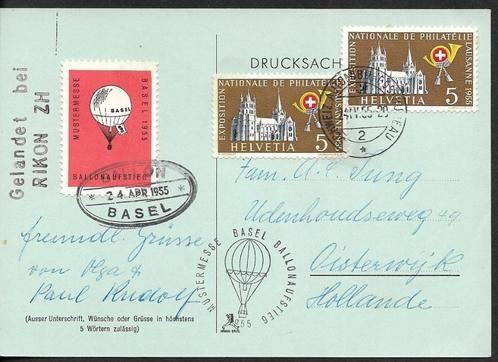 ZWITSERLAND  N  558 X 2 + VIGNET LUCHTBALLON  BASEL, Postzegels en Munten, Postzegels | Europa | Zwitserland, Gestempeld, Ophalen of Verzenden