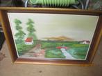 schilderij op doek in kader , getekend JB?, Antiek en Kunst, Ophalen of Verzenden
