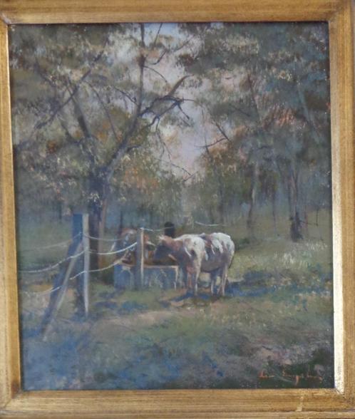 LEON ENGELEN / KOEIEN IN DE WEIDE / OLIEVERF DOEK / 70x65cm, Antiek en Kunst, Kunst | Schilderijen | Klassiek, Ophalen