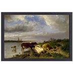 Landschap met vee - Anton Mauve canvas + baklijst 70x50cm, Nieuw, Print, 50 tot 75 cm, Oorspronkelijke maker