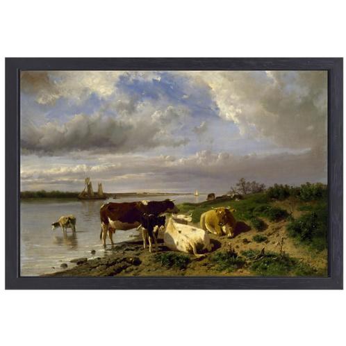 Landschap met vee - Anton Mauve canvas + baklijst 70x50cm, Huis en Inrichting, Woonaccessoires | Schilderijen, Tekeningen en Foto's