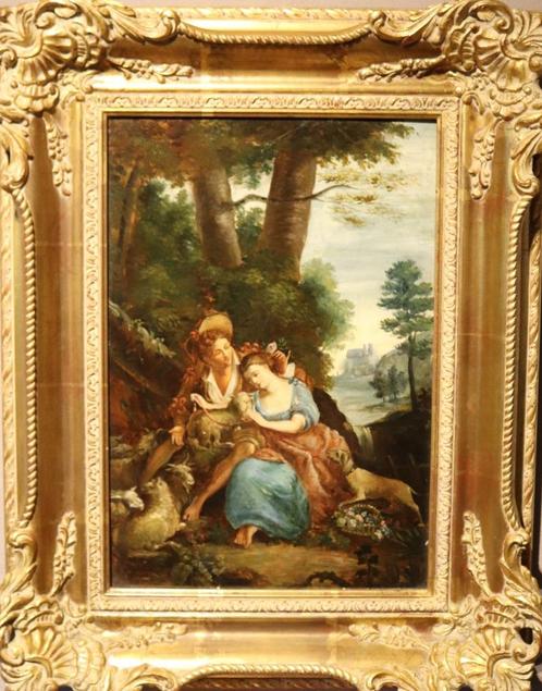 Mooi groot en oud olieverfpaneel, Antiek en Kunst, Kunst | Schilderijen | Klassiek, Ophalen of Verzenden