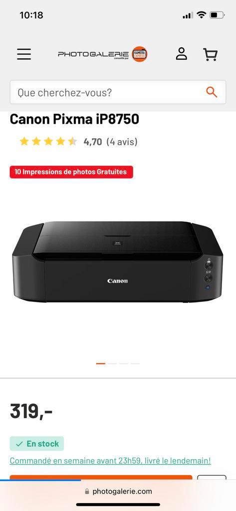 Canon PIXMA iP8750, Informatique & Logiciels, Imprimantes, Comme neuf, Imprimante, Imprimante à jet d'encre, Impression couleur