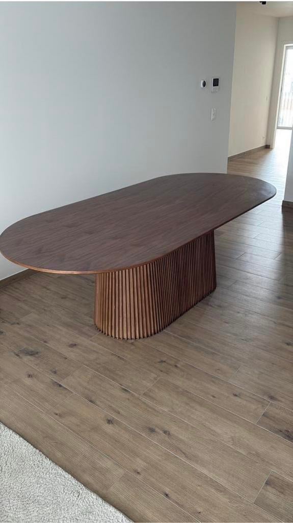 Ovale eettafel van walnoot 240x76x110, Ophalen, 100 tot 150 cm, Eikenhout, Zo goed als nieuw