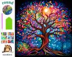 nr 607 Diamond Painting gekleurde boom 40x40cm (rond), Verzenden, Nieuw, Knutselwerk