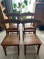 4 houten teak stoelen, Huis en Inrichting, Ophalen, Gebruikt, Bruin, Vier