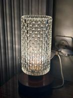 Vintage tagellampje glas op hout sokkel, Enlèvement ou Envoi, Comme neuf, Verre