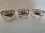 set van 3 glazen theelichtjes, Ophalen, Gebruikt, Overige materialen, Kandelaar