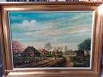 Schilderij plattelandsleven, Antiek en Kunst, Kunst | Schilderijen | Klassiek, Ophalen of Verzenden
