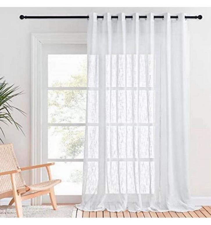 Voile gordijn met ringen kruismotief wit witte 254 x 260 cm, Doe-het-zelf en Bouw, Raamkozijnen en Schuifdeuren, Nieuw, Ophalen of Verzenden