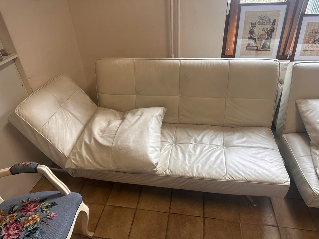 Leren bankstel en slaapbank, Huis en Inrichting, Zetels | Complete zithoeken, Zo goed als nieuw, Ophalen