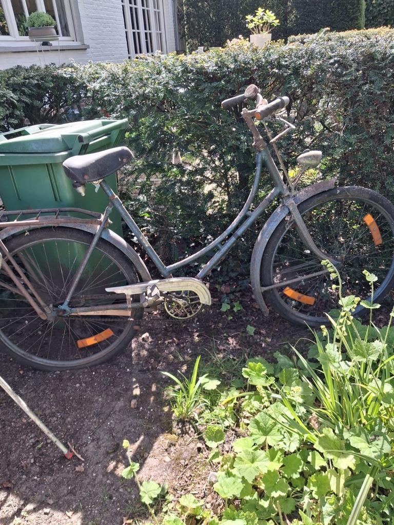 Oude fiets met dikke banden, Ophalen