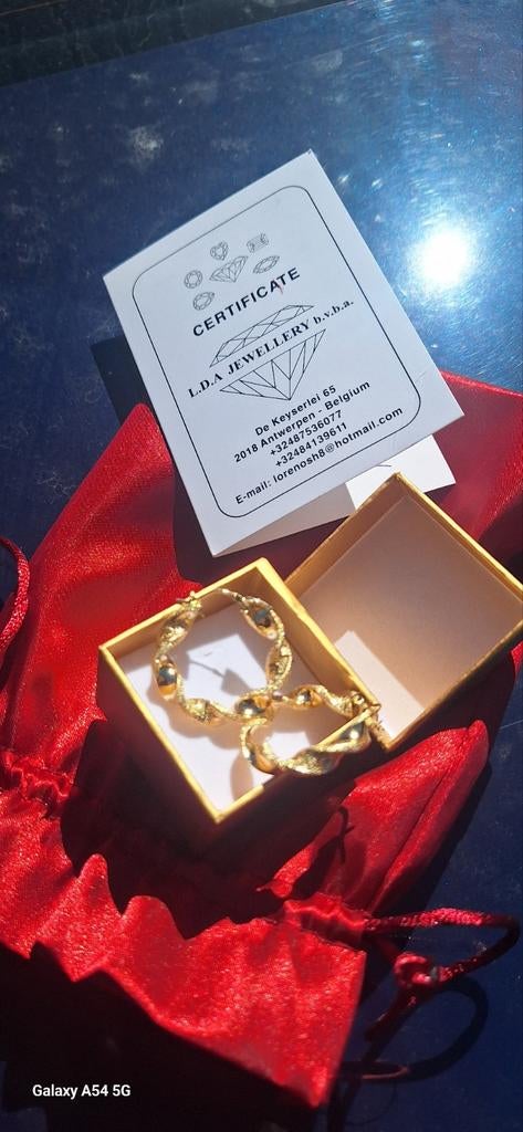 Creole Or 18karat  certificat, Handtassen en Accessoires, Oorbellen, Goud, Goud