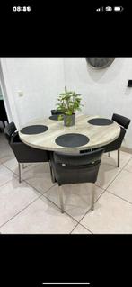 6 lederen stoelen zwart perfecte staat, Huis en Inrichting, Stoelen, Ophalen, Zo goed als nieuw, Zwart