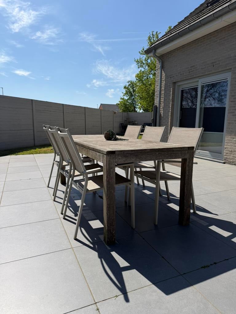 Tuintafel plus 6 stoelen, Ophalen, Gebruikt, 6 zitplaatsen, Teakhout