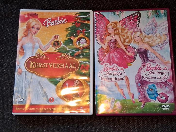 2 dvd's barbie, kerstverhaal / mariposa, Cd's en Dvd's, Dvd's | Tekenfilms en Animatie, Zo goed als nieuw, Amerikaans, Tekenfilm