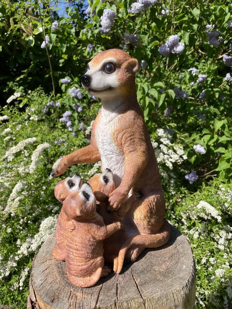 Stokstaart aap Drieling, tuin, vijver dierentuin 40cm, Ophalen, Nieuw, Kunststof, Dierenbeeld