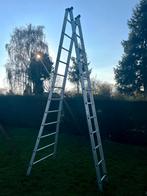 Aluminium ladder uitschuifbaar 2 x 12 treden, Doe-het-zelf en Bouw, Ladders en Trappen, Ophalen, Gebruikt, Ladder, Opvouwbaar of Inschuifbaar