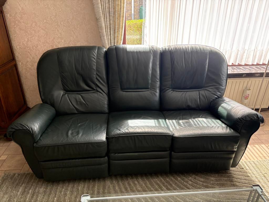 Lederen zithoek 2 driezit, Ophalen, Gebruikt, Leer, Jaren 90