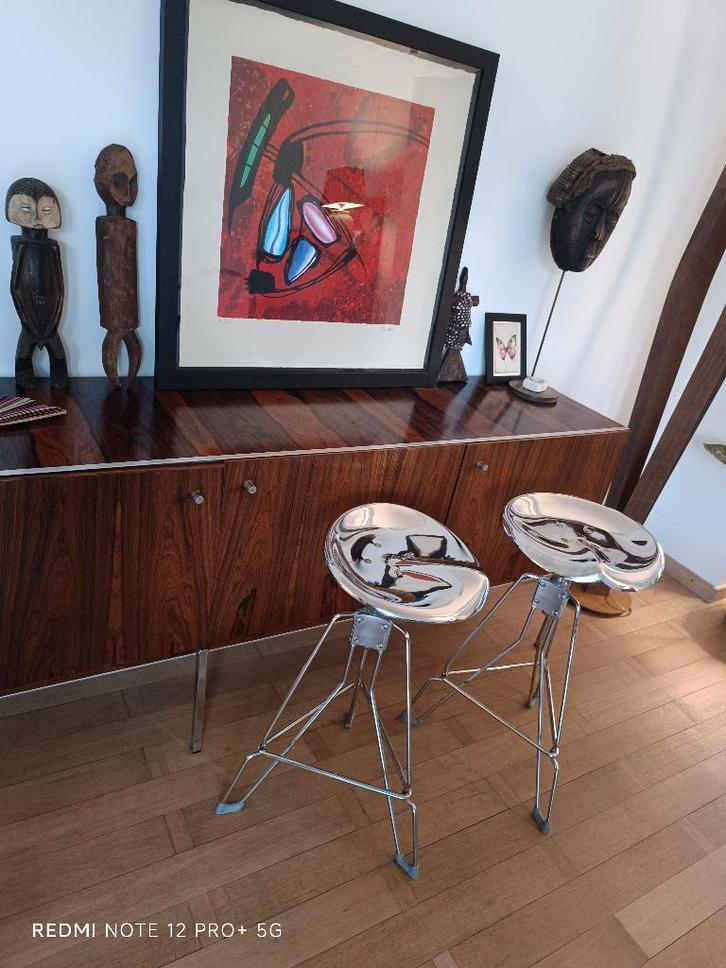 Tabourets design japonais, métal, réglable, Sakamoto., Antiquités & Art, Antiquités | Meubles | Chaises & Canapés, Enlèvement