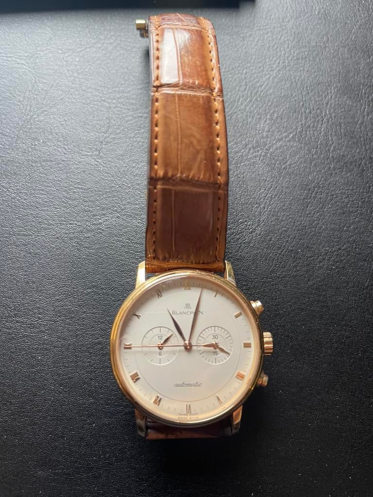 Heren uurwerk Blancpain automatic, Ophalen, Zo goed als nieuw, Goud, Goud