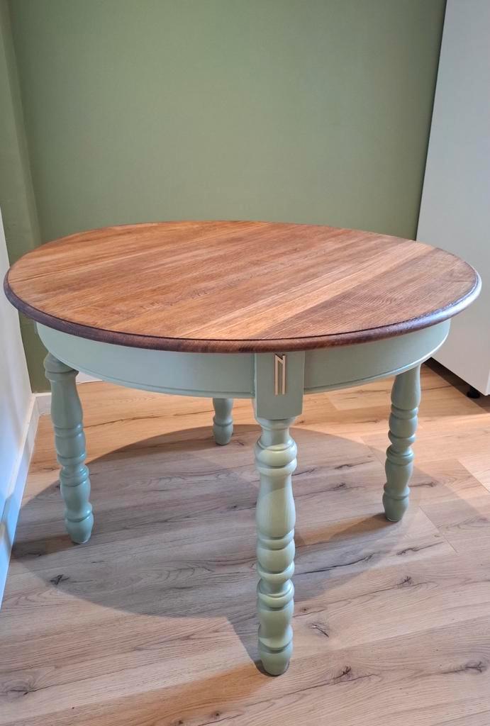 Table ronde chêne -  4 à 6 pers. - style ferme/ campagne, Maison & Meubles, Tables | Tables à manger, Comme neuf, 100 à 150 cm