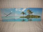 Triptyque tropical neuf avec horloge., Neuf, Enlèvement, Panneau mural, Matériau naturel