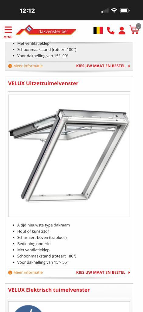 Velux uitsettuilelvenster sk06 hout incl gordijn, Doe-het-zelf en Bouw, Glas en Ramen, Gebruikt, Dakraam, 80 tot 120 cm, 80 tot 120 cm