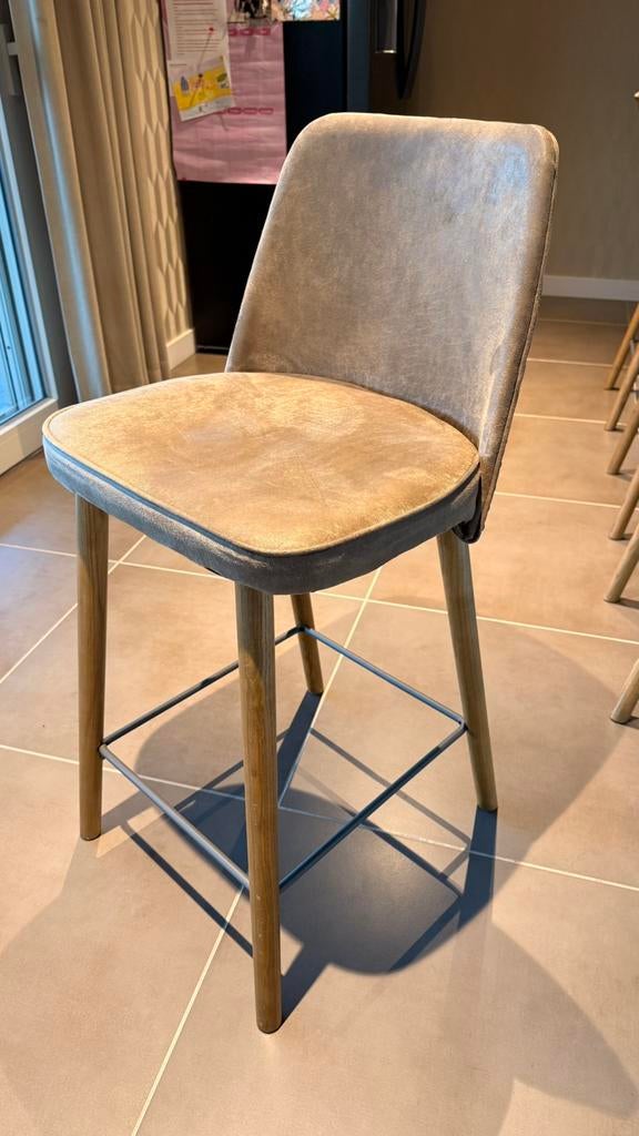 Riviera Maison Vegas Bar Stool Pellini Camel, Ophalen, Zo goed als nieuw, Leer