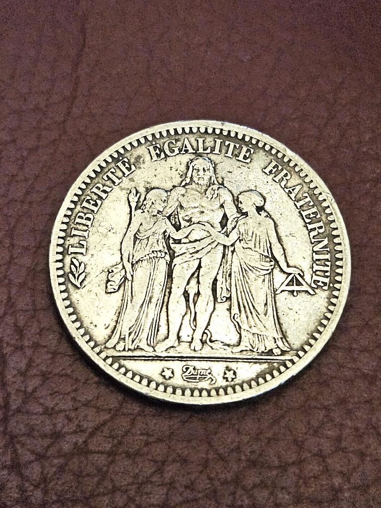 Zilver. Munt 5 Francs 1873 Frankrijk., Postzegels en Munten, Ophalen, Frankrijk, Losse munt, Zilver