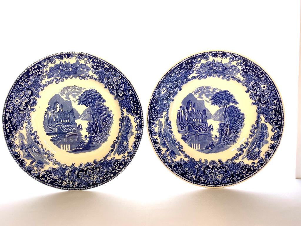 2 oude borden CASTILLO Maastricht Petrus Regout &Cie blauw, Ophalen of Verzenden