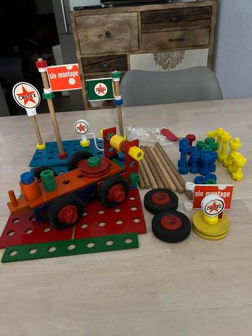 Petit jeu de construction en bois et pvc style mécano, Gebruikt, Overige merken