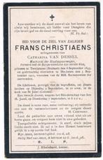 Christiaens Frans. ° Teralphene (Brab.) 1843 † Mechelen 1911, Verzamelen, Bidprentjes en Rouwkaarten, Ophalen of Verzenden, Bidprentje