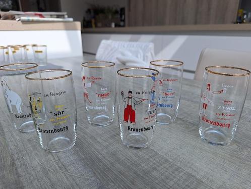 Kronenbourg wereldglaasjes  -  set van 6, Verzamelen, Glas en Drinkglazen, Gebruikt, Bierglas, Ophalen