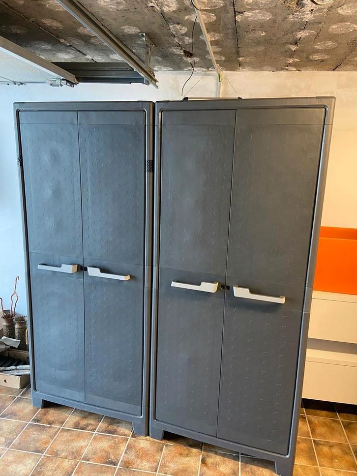 Twee grijze opbergkasten, Huis en Inrichting, Kasten | Stellingkasten, Ophalen