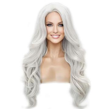 Lace pruik lang lichtgrijs haar zonder pony Kim kleur 60 beschikbaar voor biedingen