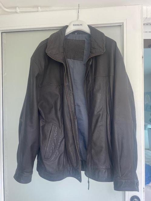 Lederen heren jas maat 56 (XL) Zemst, Kleding | Heren, Jassen | Winter, Zo goed als nieuw, Maat 56/58 (XL), Bruin, Ophalen