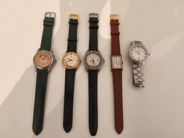 Veel 5 vintage horloges, waaronder 2 automatische, Handtassen en Accessoires, Horloges | Antiek, Ophalen