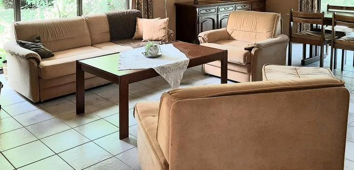 Gratis vintage zetels/-bed/salon (voor jeugdhuis bv?), Huis en Inrichting, Zetels | Complete zithoeken, Gebruikt, Stof, Ophalen