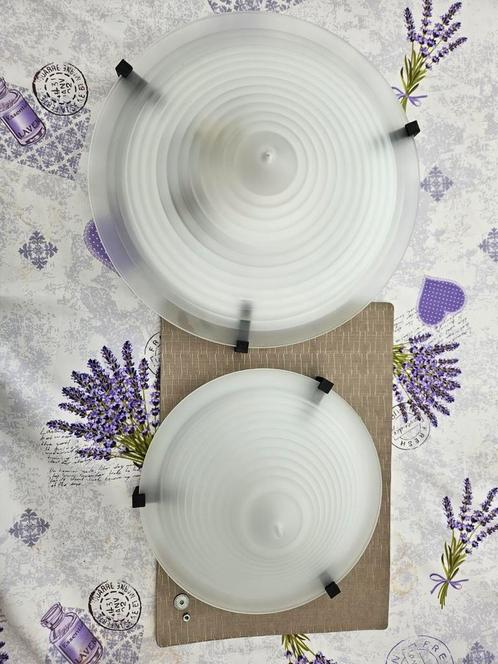 2 Plafondlampen/ 2 plafonniers, Huis en Inrichting, Lampen | Plafondlampen, Zo goed als nieuw, Glas, Ophalen