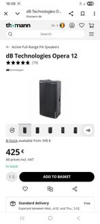 2x db technologies opera 12 met hoezen, statieven, ..., Enlèvement, Comme neuf, 500 à 1000 watts, Sono