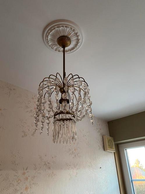 Ancien lustre cristal avec des dorures, Antiek en Kunst, Antiek | Glaswerk en Kristal, Ophalen