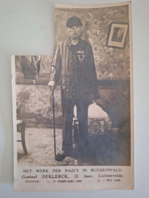 Oude postkaart 1945 concentratiekamp Buchenwald, Verzamelen, Postkaarten | België, Ophalen of Verzenden