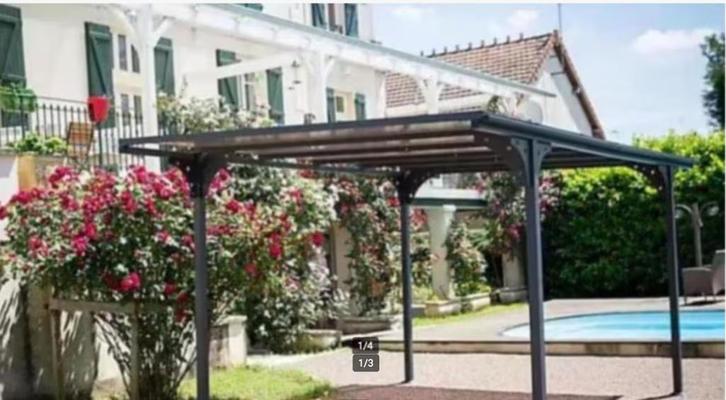 Aluminium carport grijs 5 x 3m, Tuin en Terras, Overkappingen, Gebruikt, Carport, Ophalen