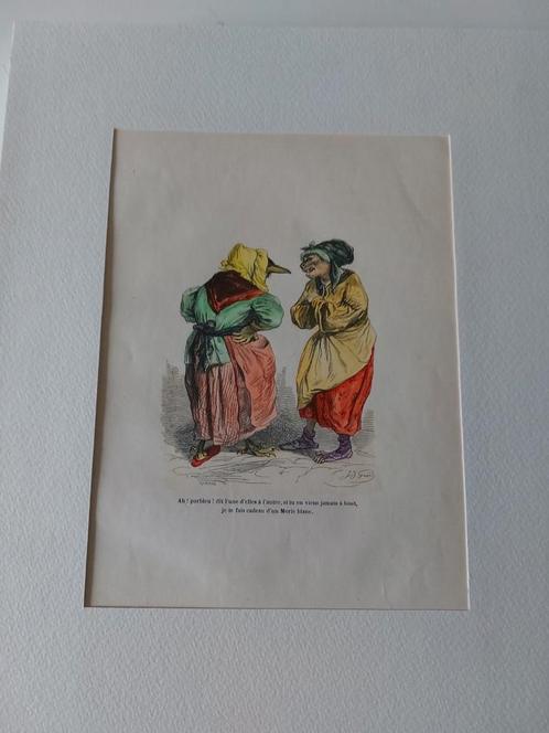 Pierre Goet v.z. GRANDVILLE 1842 H.B..GEKLEUDE Des Animaux, Antiek en Kunst, Antiek | Overige Antiek, Ophalen of Verzenden